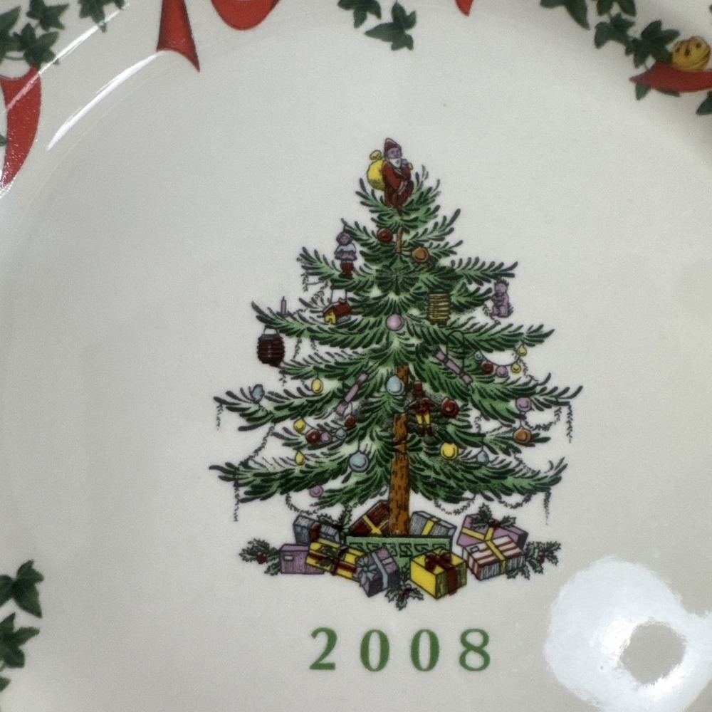 SPODE CHRISTMAS TREE RED RIBBON ROUND 12 1/2" PLATTER - Picture 9 of 14